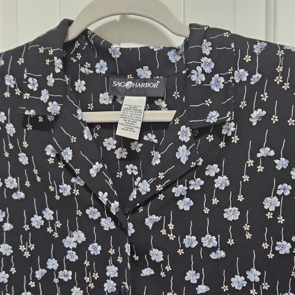 Sag Harbor Black and Blue Floral Shirt - Picture 2 of 9